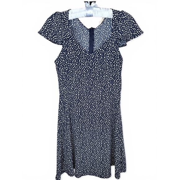 Altar'd State Dresses & Skirts - Altar'd State Navy Blue White Polka Dot Flutter Sleeve Mini Dress Sweetheart